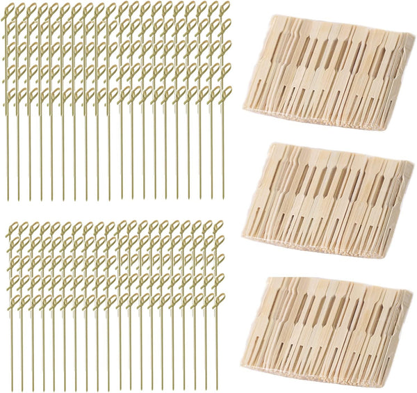 500 Pcs Bamboo Cocktail Appetizer Forks Set, 200 Pcs Sandwich Skewer Picks & 300 Pcs Mini Wooden Forks