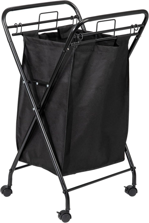 Household Essentials Rolling Laundry Hamper, Heavy Duty Canvas Bag, 2 Load Capacity,