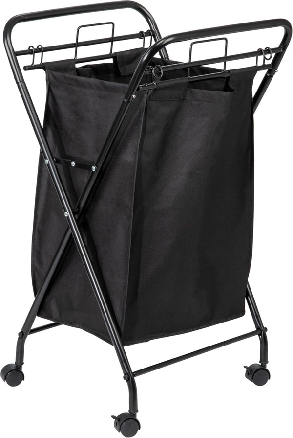 Household Essentials Rolling Laundry Hamper, Heavy Duty Canvas Bag, 2 Load Capacity,