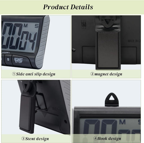 BXF SPORTS Large LCD Display Kitchen Timer -Magnetic Digital Timers,Loud Alarm,Memory and Fast Forward Function,Cooking