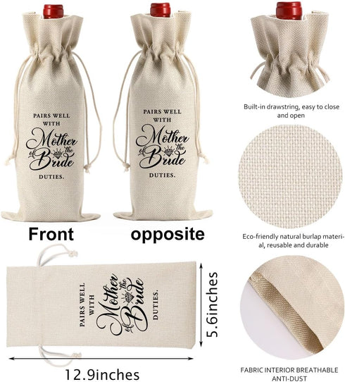 Gifts for Mother Of The Bride Wine Bag, Mother Of The Bride Wine Gift Bag, Pairs Well With Mother Of The Bride Duties Wine Bag, Gift Ideas Wine Bag for Bride Mother Mother-in-law