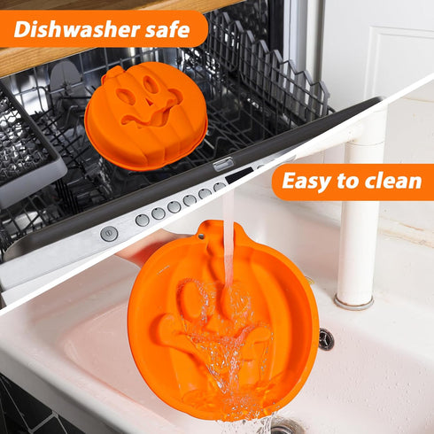 Webake Pumpkin 8 Inch Cake Pan, Silicone Jack-O-Lantern Mold, 3D Pumpkin Shaped Baking Pan for Halloween