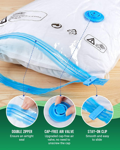 Vacuum Storage Bags with Electric Pump, 10 Pack Medium Size (28"x 18"), Reusable Compression Space Saving