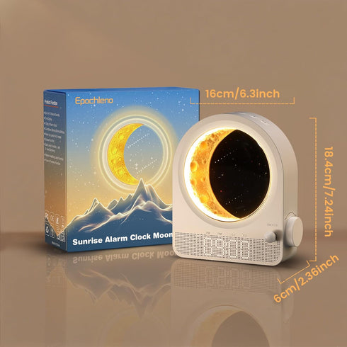 Epochleno 10 30/60/90min Snooze Sunrise Alarm Clock, White Noise Machine & Meteor Moonlight - Soothing Sounds, Dual