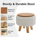 WBKATN Small Ottoman Footrest, White Boucle Foot Stool, Round Pouf Ottoman with Storage, Teddy Velvet Foot Rest