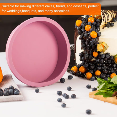 6 Pcs Round Cake Pans, 4" Nonstick Quick Release Silicone Mould, Bakeware Tools for Cupcakes, Red