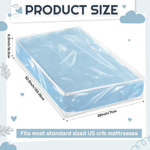 Colingmill 2 4 52. 5 28 6. 5 Inches Pcs Crib Mattress Storage Bag with Zipper Mil Clear Plastic Waterproof Crib