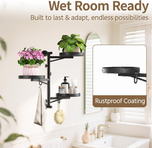 3 2 LASZOLA Rotating Plant Hangers Shelves Wall Mounted Indoor, Tier Metal Window Plant Hanging Holders, Morden