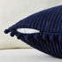 Fancy Homi Pack of 2 Decorative Throw Pillow Covers, Navy Blue Corduroy with Pom-poms, 18x18 Inch Cushion Case Set
