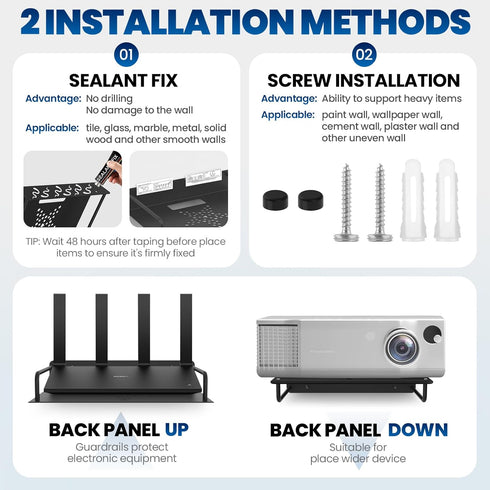 Floating Shelf for Projector Aluminum Alloy, Wifi Router Wall Mount Shelf, Cable Box Shelf for Wall Mounted TV, DVD