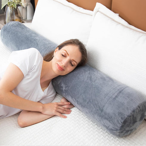 1 47x7.87 Inches, MIDDLE ONE Body Pillow, Memory Foam Round Body Pillows for Adults, Firm Long Bolster Pillow for Bed