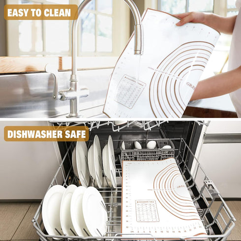 Large Silicone Pastry Mat, Extra Thick Non Stick Baking Mat with Measurement for Dough Rolling, Oven Liner