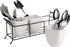 Bekith 3-Piece Ceramic Flatware Caddy with Metal Rack, Utensil Holder Silverware Caddy Cutlery Organizer, White