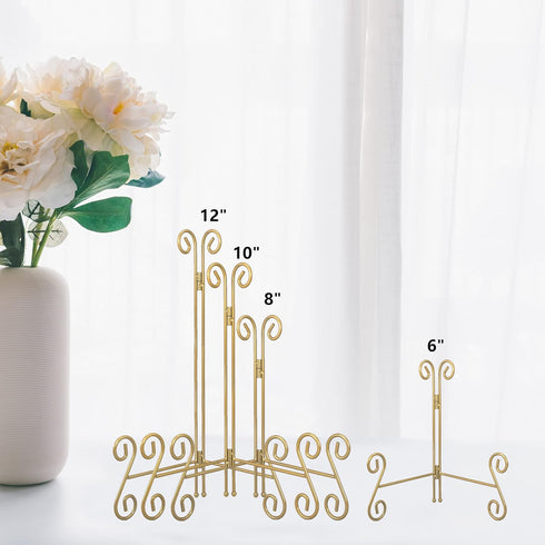 Gold Plate Stand, 12 Inch Decorative Plate Holder for Displaying Platters, Heavy-Duty Metal Easel Stand for Picture, Photo Frame, Plates, Books and Round Objects