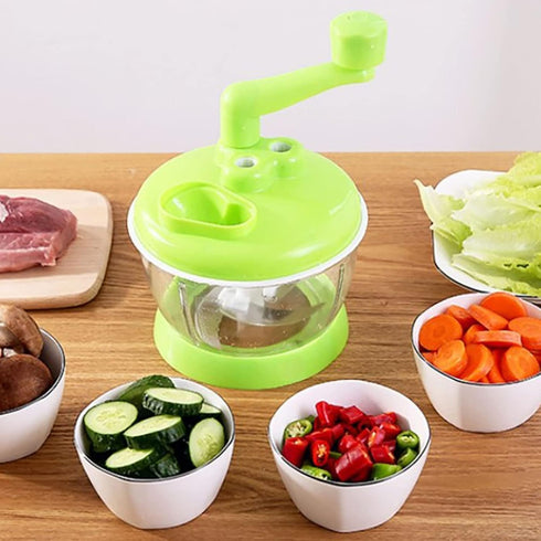 Multi-Functional Manual Food Processor - Hand Crank Rotary Dicer for Easy Cleaning - Mincer Mixer for Onion, Garlic, &