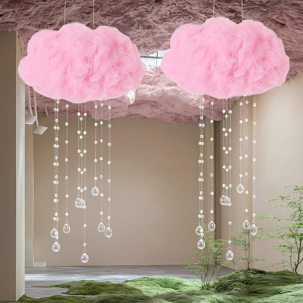 Marsui Artificial Cloud Props LED Hanging Pink Light String Fake Imitation 3D