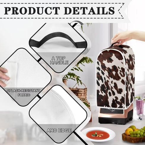 Brown Cow Print Blender Cover, Kitchen Appliance Stand Mixer Protector, Anti-Fingerprint Cover for Dining Room
