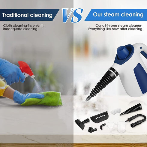 9pcs 350ML Handheld Steam Cleaner, Steam Cleaner with Accessories & Safety Lock, Capacity, Multi-Surface Steamer
