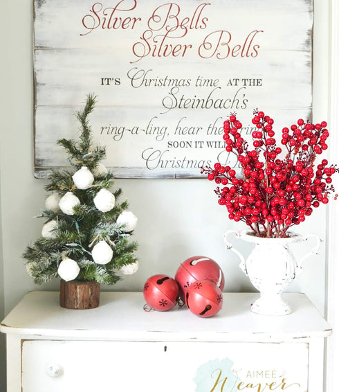 DearHouse 4 Pack Artificial Red Berry Stems, Burgundy Berry Floral for Christmas Tree Decoration