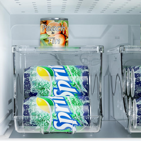 Soda Can Organizer for Refrigerator, Stackable Canned Food Container with Lid for Fridge Pantry Rack, Holds 10 Cans