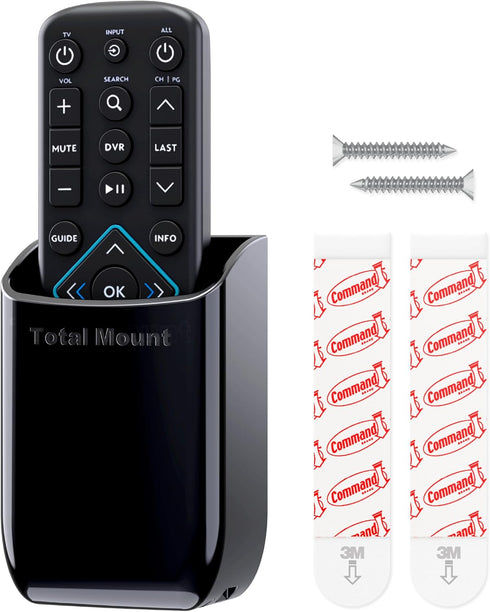TotalMount Hole-Free Remote Control Holder (Black, Quantity 1) – Eliminates Need to Drill Holes in Your Wall