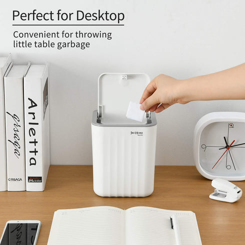 SUBEKYU 0.6 Gal Mini Desktop Trash Can with Lid, Small Square Countertop Garbage Bin for Office and Kitchen
