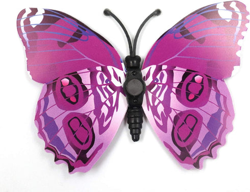 12 Pcs Purple Butterflies Double Wings Refrigerator Magnets, Removable Wall Decal Decoration
