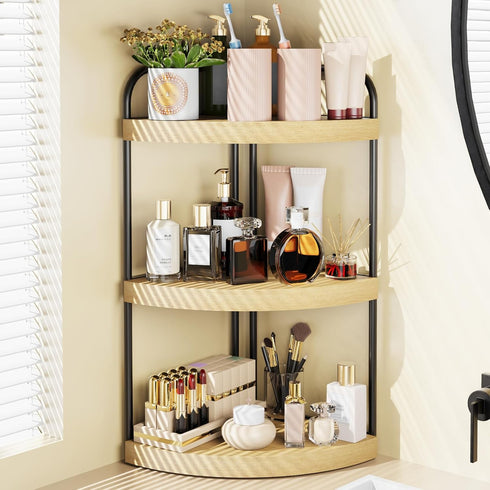 Counter 3-Tier Counter, Countertop Counter, Abiglifty Corner Bathroom Organizer, No Drill Corner Shelf Bathroom