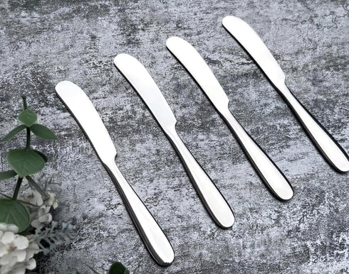 4 Pieces Set Butter knife, Pate Knife Cheese Spreader, Thick and Smooth Handle Food Safety Material Stainless Steel 18/10 SUS 304# for Home Restaurant Party breakfast (Mirror) by Pretihome