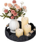 CubesLand Round Scalloped Decorative Centerpiece Tray for Coffee Table, Home Decor, Living