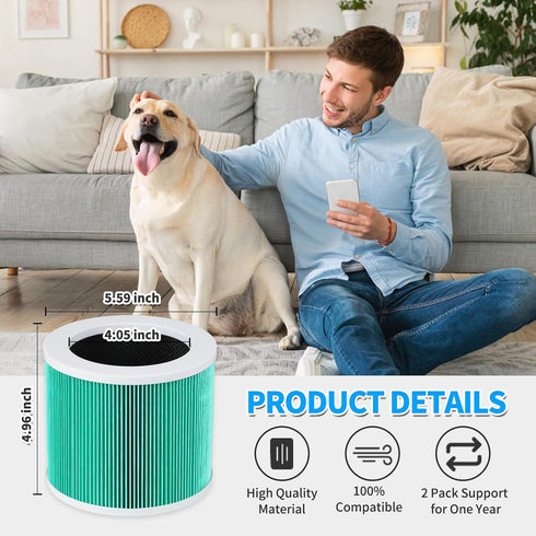 KEEPOW HY1800 Air Purifier Replacement Filter, Compatible with MORENTO/Loytio/AYAFATO/Honeyuan, 2 Pack