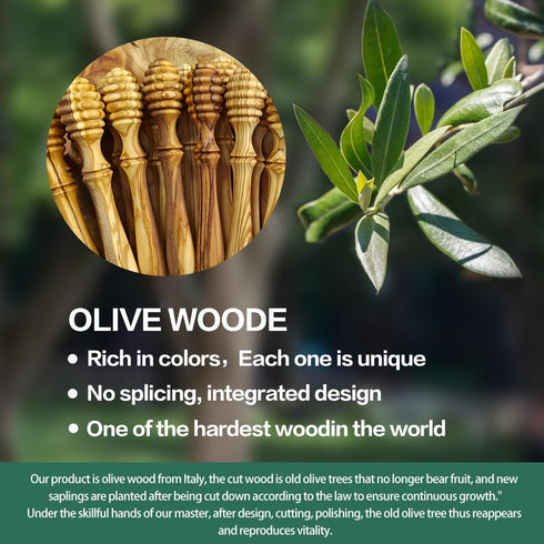 Bitbat 6.2 Inch Olive Wood Honey Dipper- Wooden Honey Spoon, Honey Sticks,a stunning addition to any kitchen