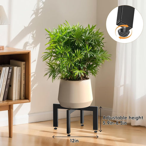 JND 8-12 inch Adjustable Plant Stand Indoor Outdoor,Metal Modern Plant Stands, Plant Stand with Adjustable Feet,Low