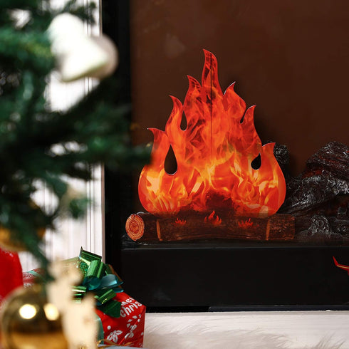 Boao 6 Set Fake Fire Camping Decoration, 3D Cardboard Campfire Centerpiece, Artificial Flames for Bachelorette Party