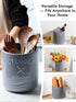 AISBUGUR Large Grey Ceramic Utensil Holder, 7.5" H×6.3" W with Non-Slip Cork Base for Kitchen Counter