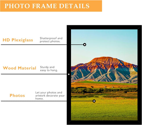 15x21.25 15 21.25 1 Pack Wood Puzzle Frame Black for Wall Hanging, x Picture Frame Poster Photo Frame for Wall