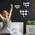 Jetec 3 Pcs Heart Shaped Wood Sign, Gray Purple Buffalo Plaid Decor, Wooden Heart Wall Sign, Rustic Hanging Love Plaque
