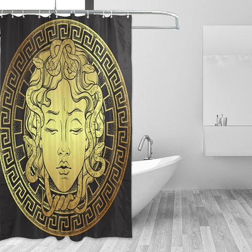 Tarity Black Waterproof Shower Curtain Set with 12 Thick Hooks, Polyester Washable Bath Shower Curtain 72x72in