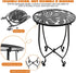 Plant Castle 14 Inch Outdoor Side Table for Small Spaces, Versatile Round Metal End Table for Patio Balcony Yard Porch