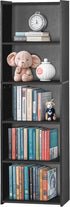 Nouva 5-Shelf Modern Black Bookcase - Stylish Storage Solution for Books, CDs, and More