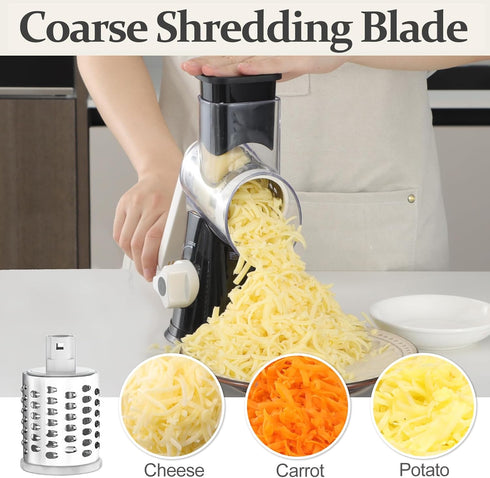 5 1 Cambom in Rotary Cheese Grater Hand Crank Cheese Shredder for Fresh Cheese, Vegetable, Nuts,Non-slip Suction Base