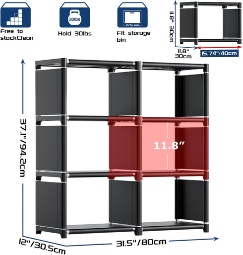 6 Room,Office,Closet Mavivegue Book Shelf, Cube Storage Organizer, DIY Bookcase, Metal Cube Bookshelf,Tall Book case