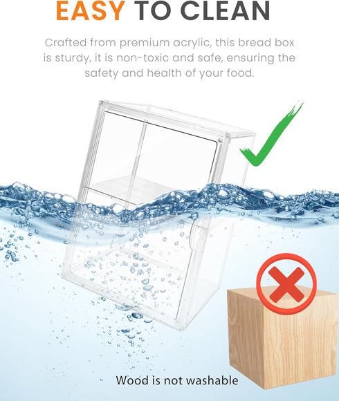 Countertop 4 Counter, Bread Box,Large Bread Boxs for Kitchen - Layers Adjustable Bread Storage Container, Clear Boxes