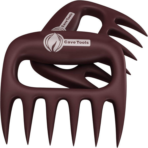 Cave Tools Meat Claws - Shredding Pulled Pork, Chicken, Turkey, and Beef, Barbecue Grill Accessories, Merlot