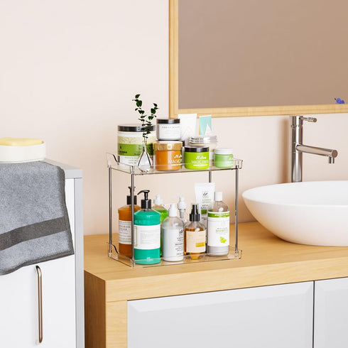 Yieach Counter 2 Counter Clear Acrylic Bathroom Organizers and Storage Tray, Tier Makeup,Perfume,Skincare Organizer