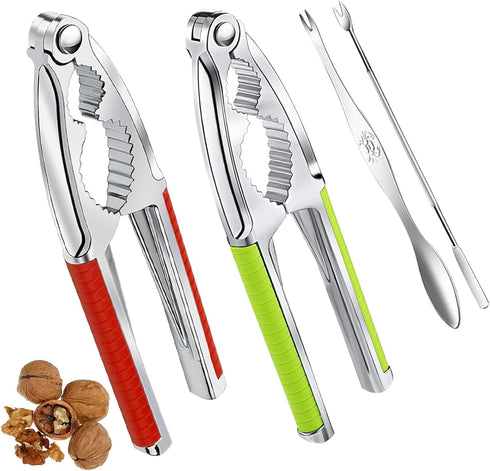 GZLT Nut Cracker, 2-Pack Stainless Steel Nutcracker with Non-Slip Handle, for Walnuts, Pecans,