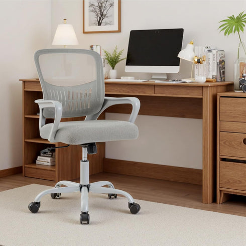 360 DUMOS Home Office Computer Chair - Ergonomic Mid Back Desk with Lumbar Support and Rocking Mode, Height Adjustable