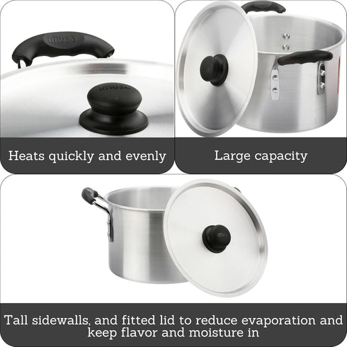 IMUSA USA, Silver IMU-60008 Aluminum Stock Pot with Lid 8, 12 Quart by Imusa