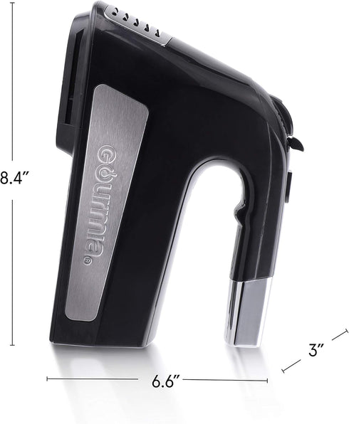Gourmia GHM2530 Electric Hand Mixer with 6 Speeds + Turbo Mode - 300-Watt Motor - Integrated LED Spotlight & Beater