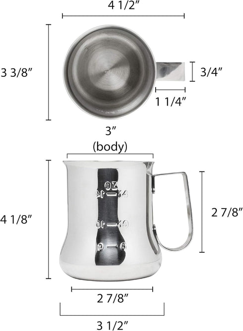 Thunder Group Espresso Milk Pitcher, 18-Ounce, with Measuring Scale